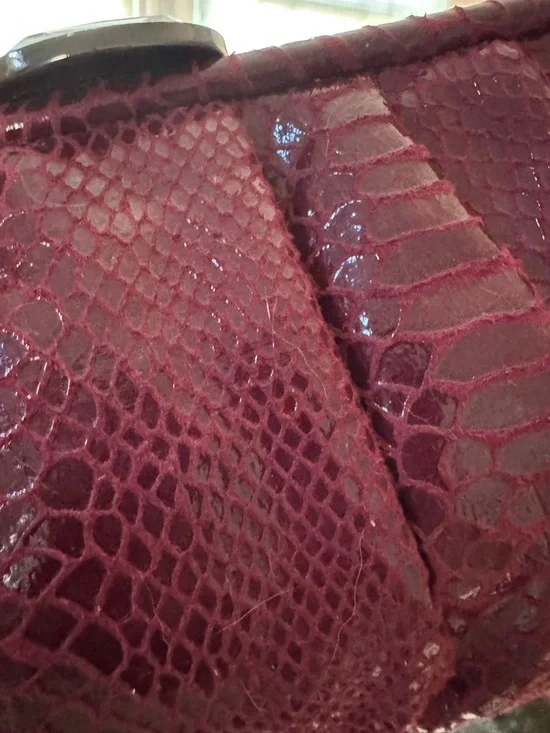 Kate Landry Wine Red Snake-Texture Evening Clutch with Chain Strap - Picture 8 of 13